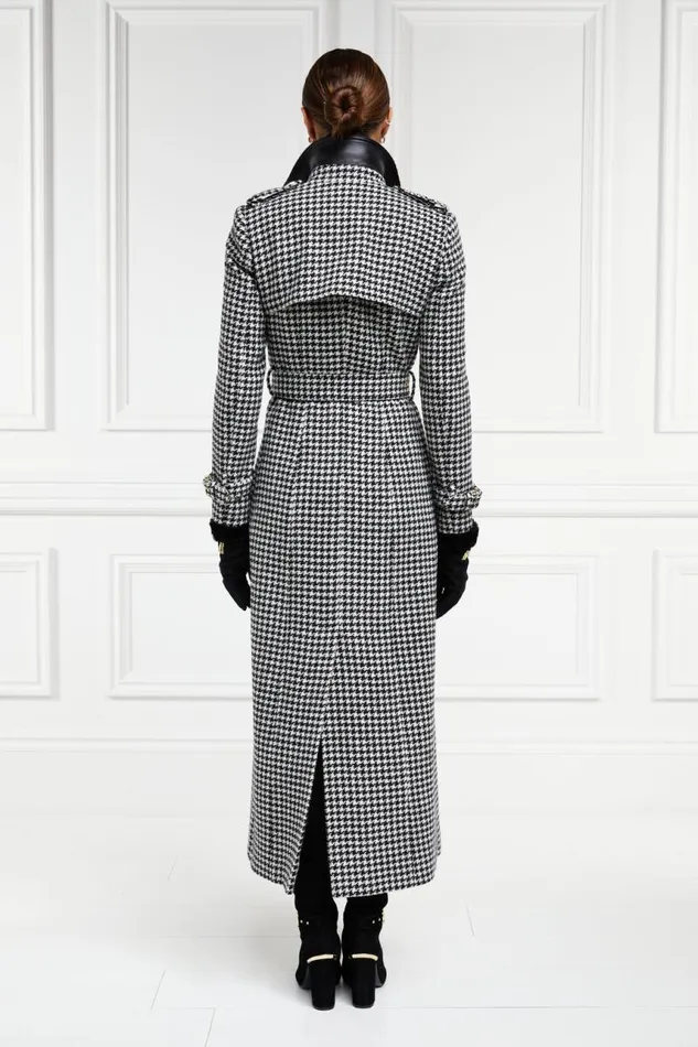 Women In Stock Tailoring Holland Cooper Full Length Marlborough Trench Coat Houndstooth