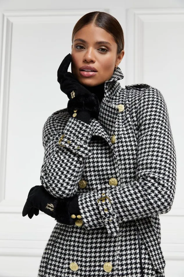 Women In Stock Tailoring Holland Cooper Full Length Marlborough Trench Coat Houndstooth