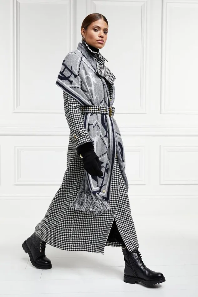 Women In Stock Tailoring Holland Cooper Full Length Marlborough Trench Coat Houndstooth