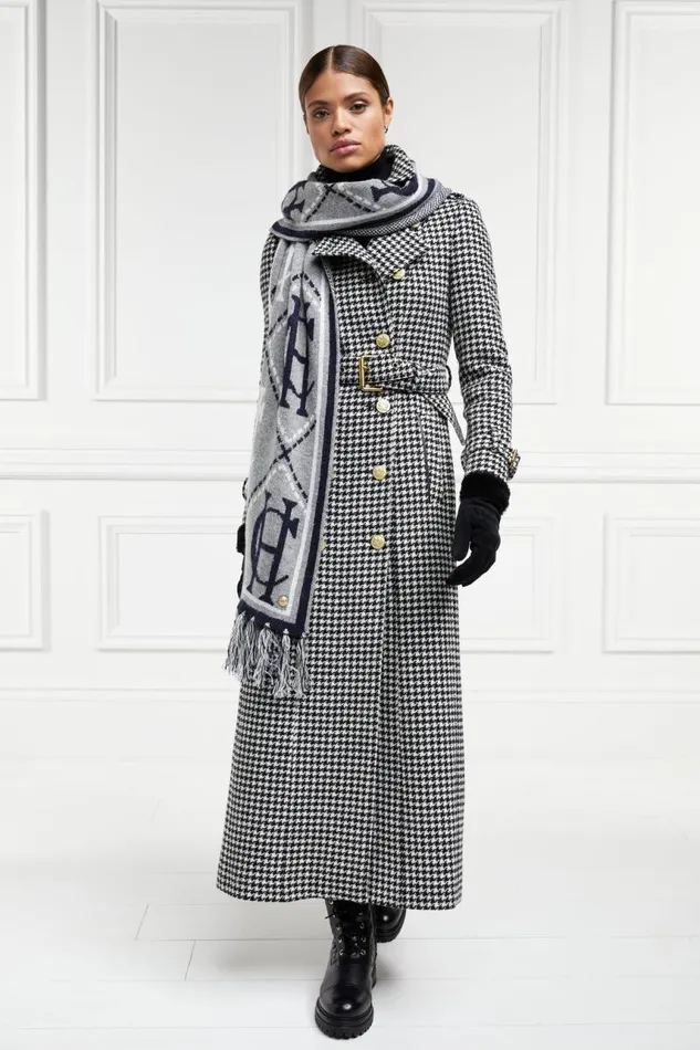Women In Stock Tailoring Holland Cooper Full Length Marlborough Trench Coat Houndstooth