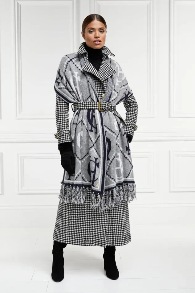 Women In Stock Tailoring Holland Cooper Full Length Marlborough Trench Coat Houndstooth