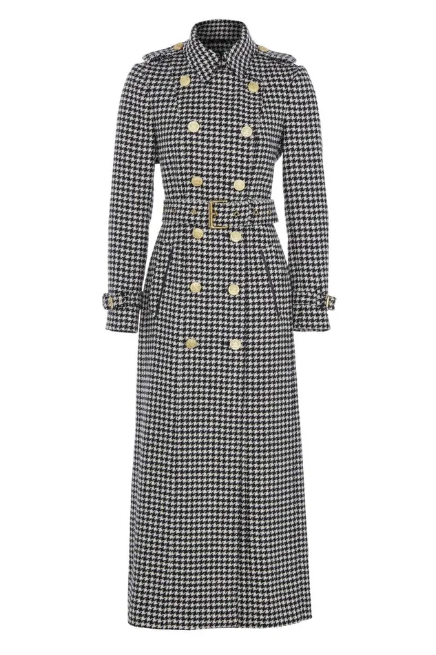 Women In Stock Tailoring Holland Cooper Full Length Marlborough Trench Coat Houndstooth
