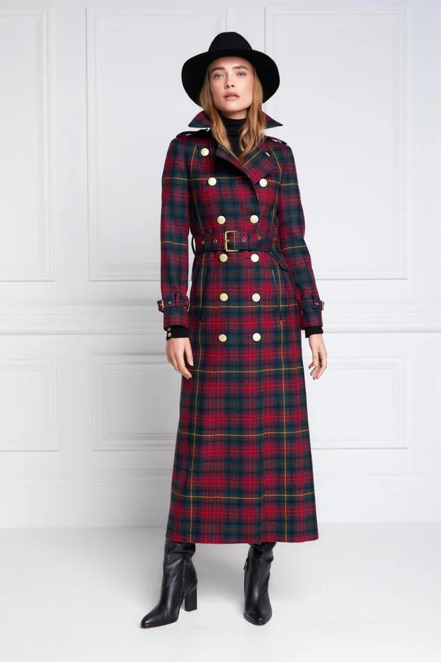 Women In Stock Tailoring Holland Cooper Full Length Marlborough Trench Coat Logan Tartan