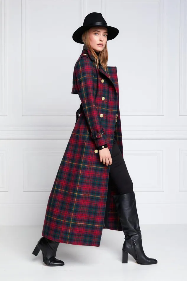Women In Stock Tailoring Holland Cooper Full Length Marlborough Trench Coat Logan Tartan