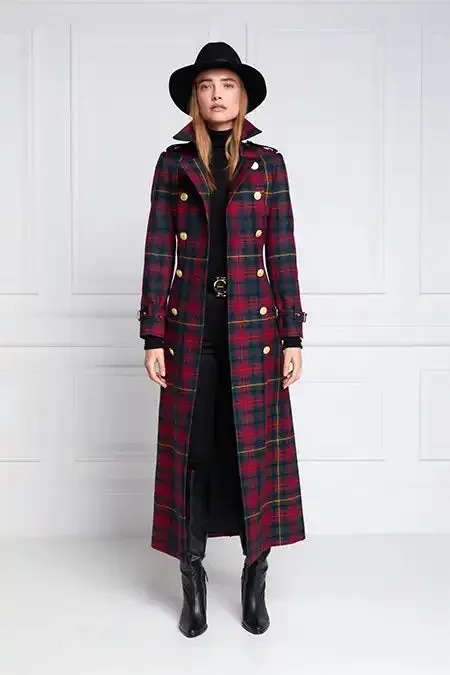 Women In Stock Tailoring Holland Cooper Full Length Marlborough Trench Coat Logan Tartan
