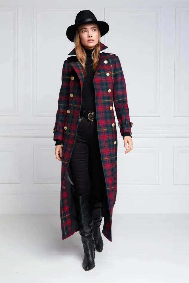 Women In Stock Tailoring Holland Cooper Full Length Marlborough Trench Coat Logan Tartan