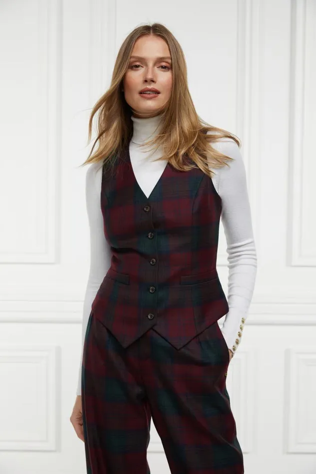 Women In Stock Tailoring Holland Cooper Hampton Waistcoat Mulberry Tartan Women In Stock Tailoring Holland Cooper Hampton Waistcoat Mulberry Tartan