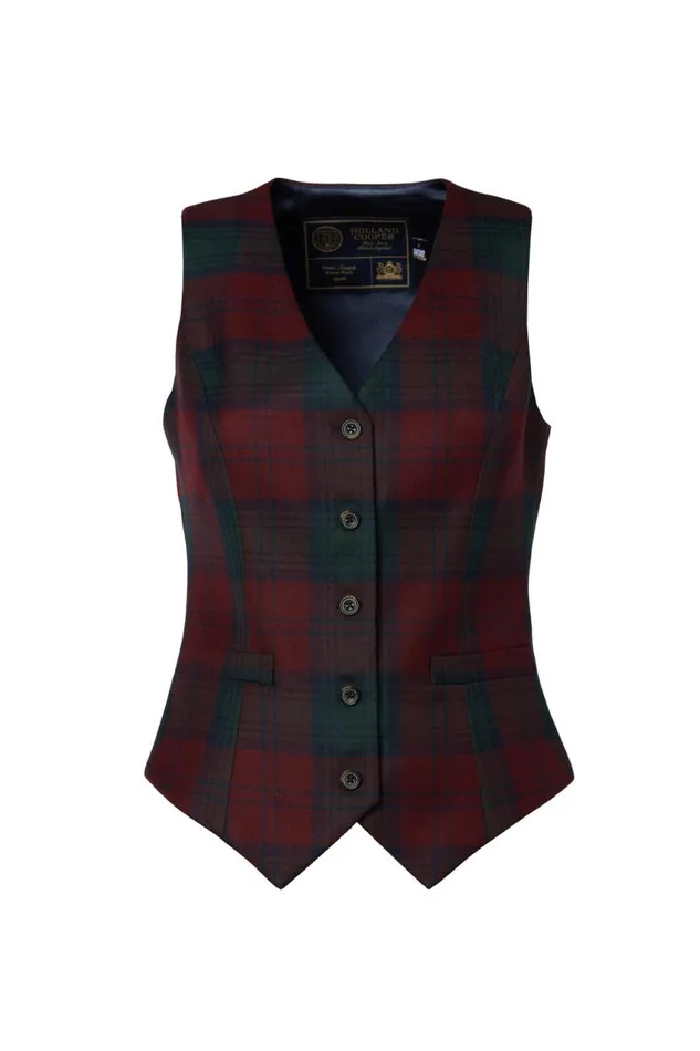 Women In Stock Tailoring Holland Cooper Hampton Waistcoat Mulberry Tartan Women In Stock Tailoring Holland Cooper Hampton Waistcoat Mulberry Tartan
