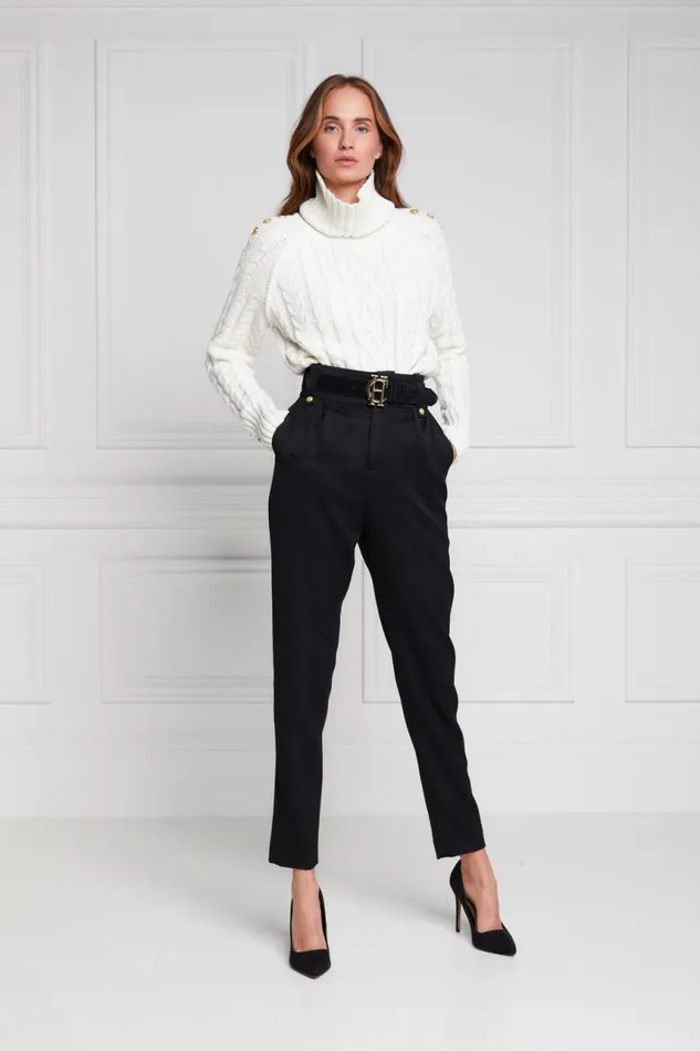 Women In Stock Tailoring Holland Cooper High Waisted Peg Trouser Black Barathea
