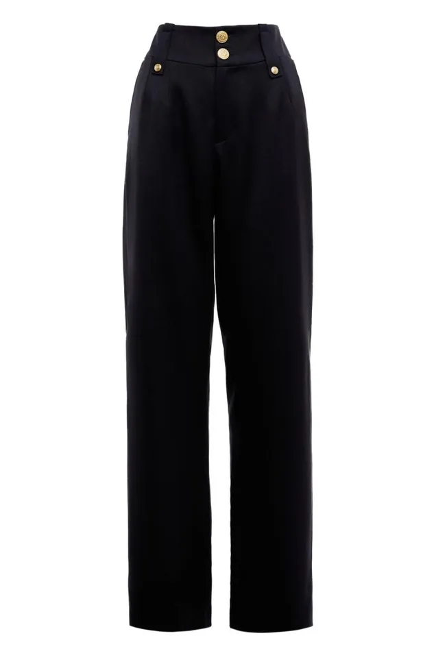 Women In Stock Tailoring Holland Cooper High Waisted Straight Trouser Black Barathea Women In Stock Tailoring Holland Cooper High Waisted Straight Trouser Black Barathea