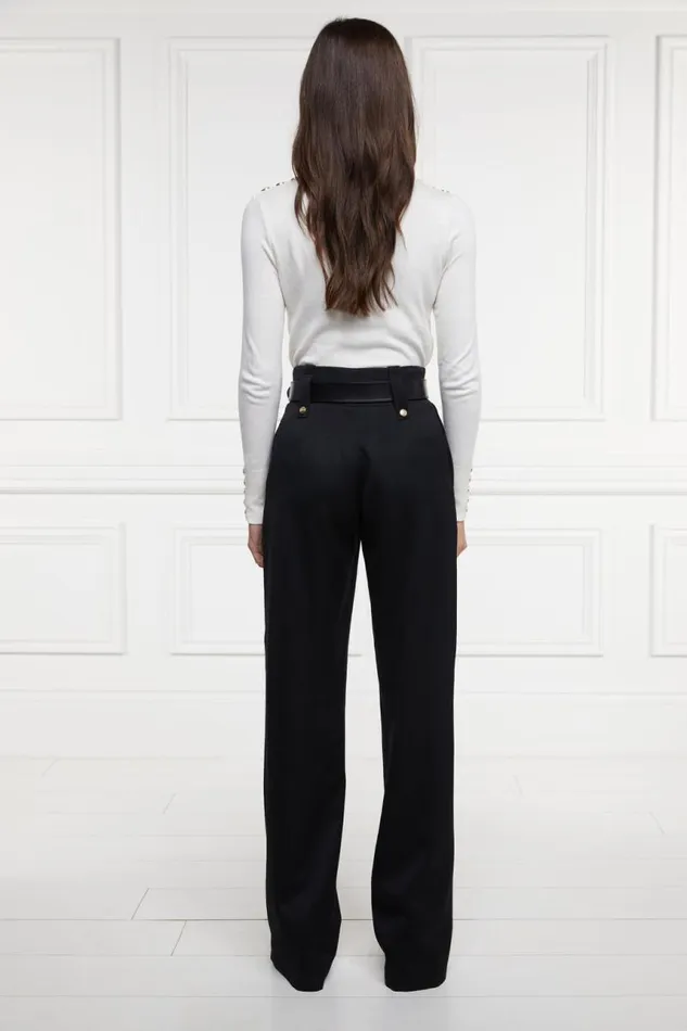 Women In Stock Tailoring Holland Cooper High Waisted Straight Trouser Black Barathea Women In Stock Tailoring Holland Cooper High Waisted Straight Trouser Black Barathea
