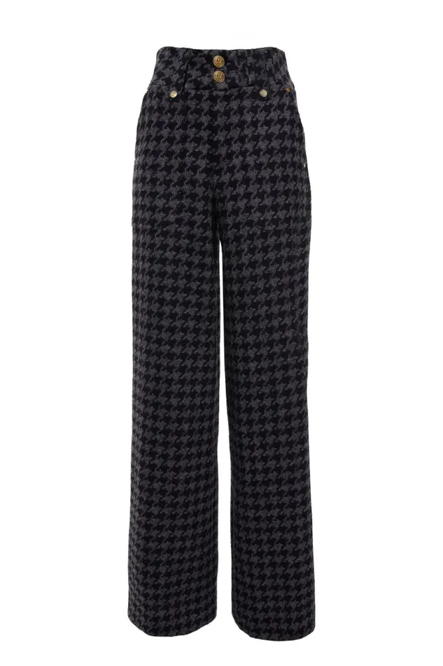 Women In Stock Tailoring Holland Cooper High Waisted Straight Trouser Large Scale Charcoal Houndstooth Women In Stock Tailoring Holland Cooper High Waisted Straight Trouser Large Scale Charcoal Houndstooth