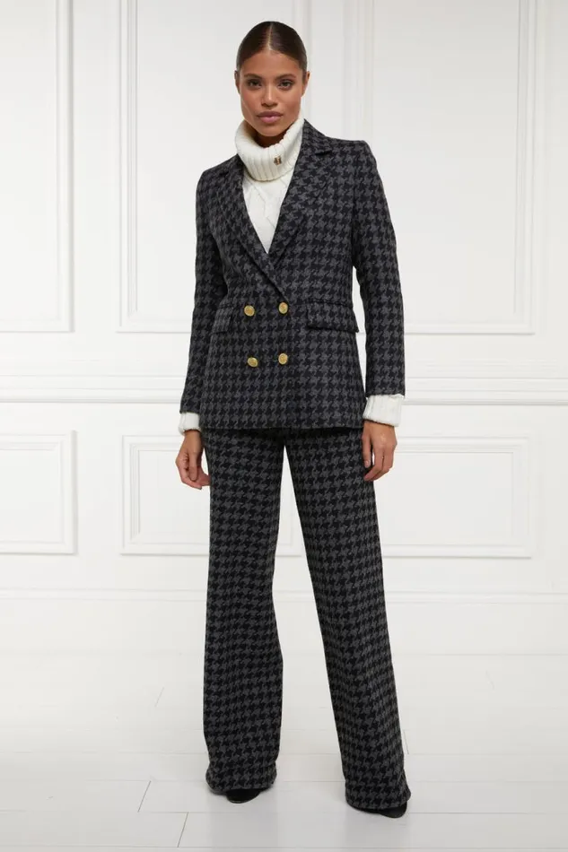 Women In Stock Tailoring Holland Cooper High Waisted Straight Trouser Large Scale Charcoal Houndstooth Women In Stock Tailoring Holland Cooper High Waisted Straight Trouser Large Scale Charcoal Houndstooth
