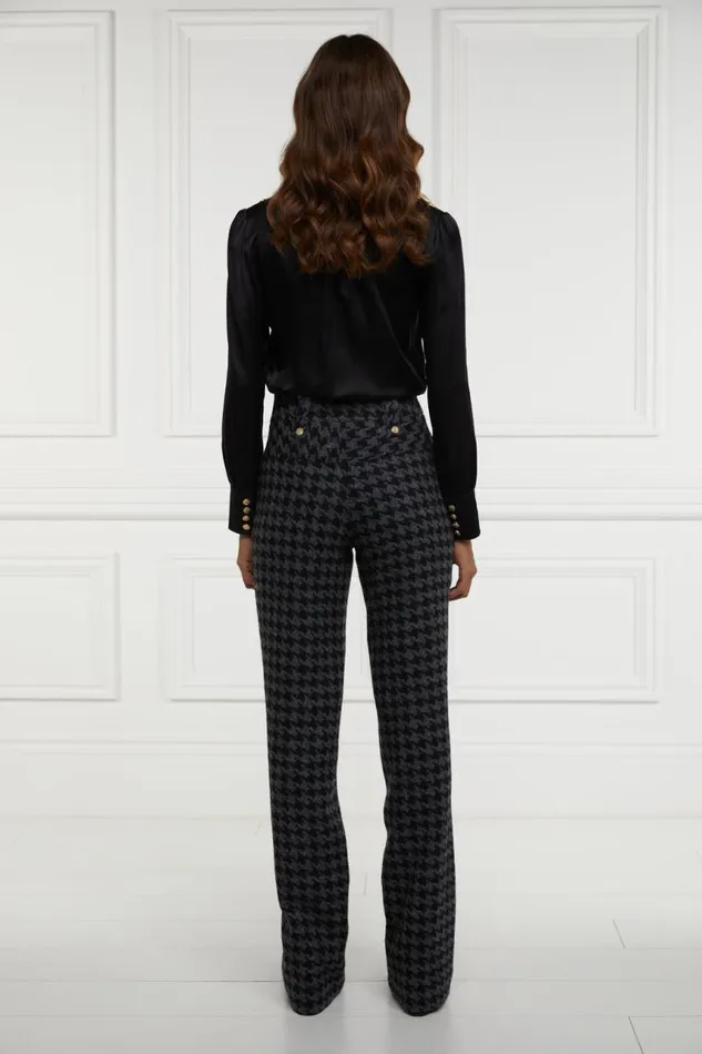Women In Stock Tailoring Holland Cooper High Waisted Straight Trouser Large Scale Charcoal Houndstooth Women In Stock Tailoring Holland Cooper High Waisted Straight Trouser Large Scale Charcoal Houndstooth