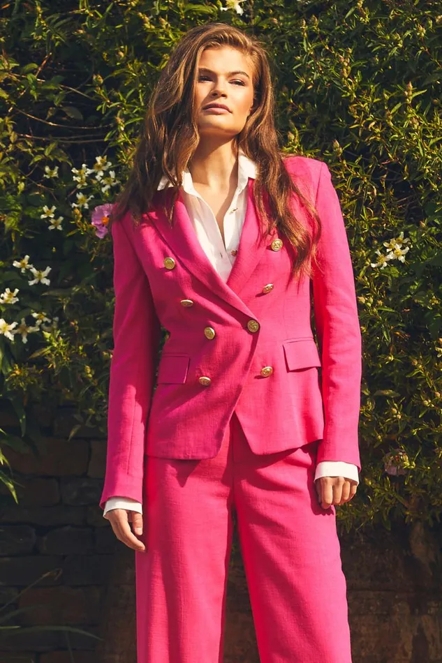 Women In Stock Tailoring Holland Cooper Knightsbridge Blazer Hot Pink Linen