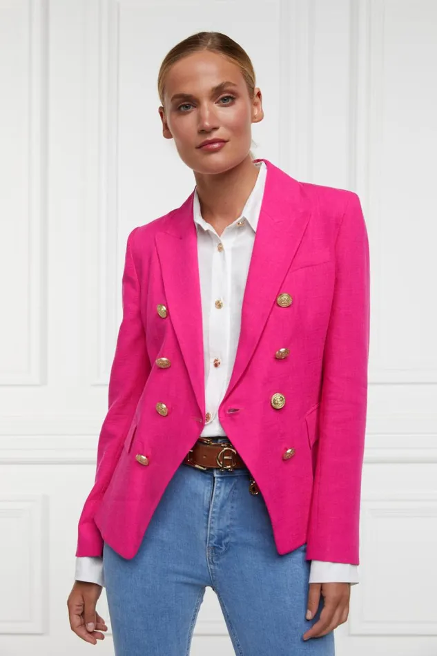 Women In Stock Tailoring Holland Cooper Knightsbridge Blazer Hot Pink Linen