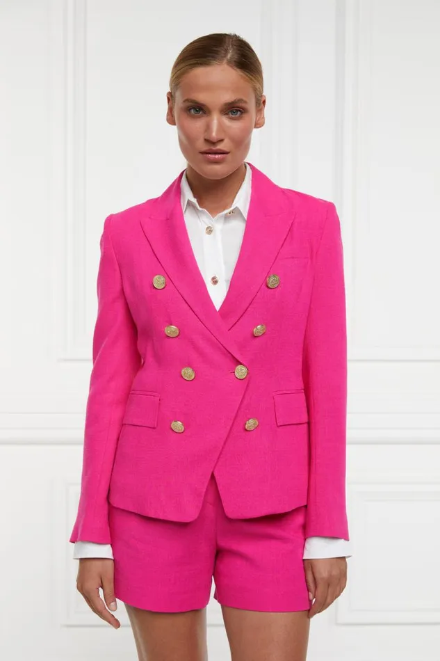 Women In Stock Tailoring Holland Cooper Knightsbridge Blazer Hot Pink Linen
