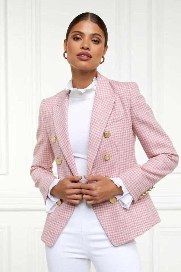 Women In Stock Tailoring Holland Cooper Knightsbridge Blazer Light Pink Puppytooth