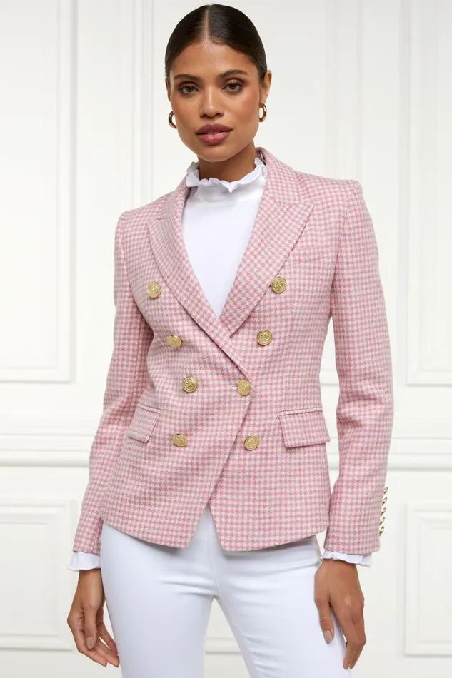 Women In Stock Tailoring Holland Cooper Knightsbridge Blazer Light Pink Puppytooth