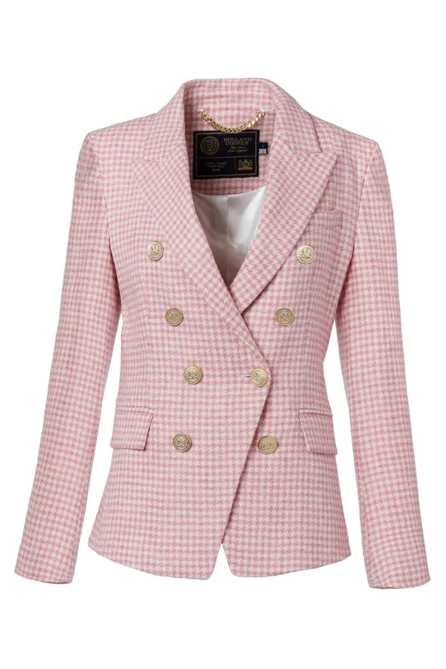 Women In Stock Tailoring Holland Cooper Knightsbridge Blazer Light Pink Puppytooth