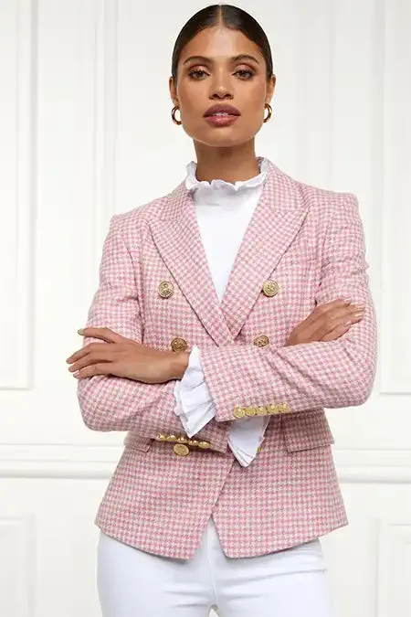 Women In Stock Tailoring Holland Cooper Knightsbridge Blazer Light Pink Puppytooth