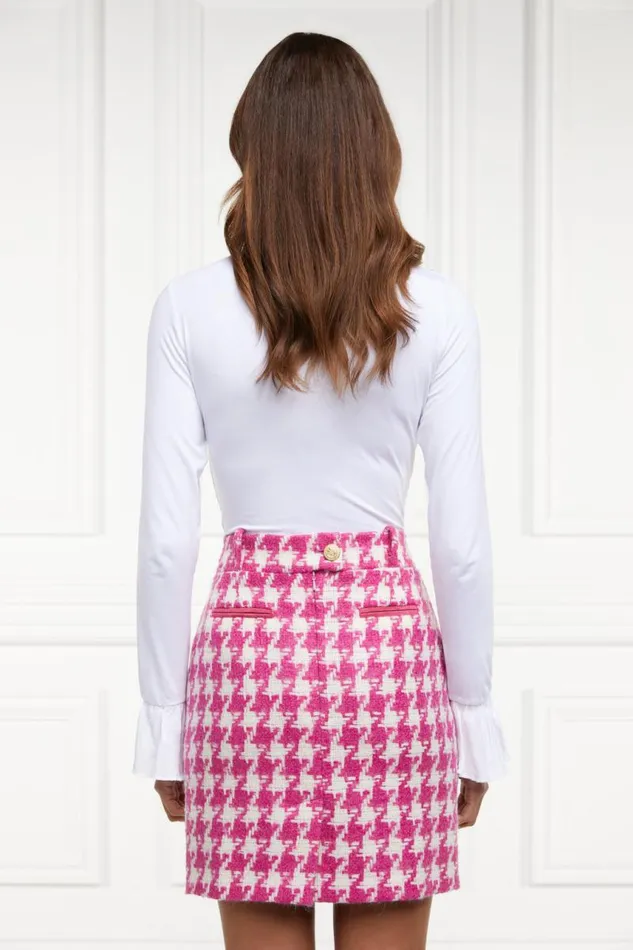 Women In Stock Tailoring Holland Cooper Knightsbridge Skirt Hot Pink Large Scale Houndstooth Women In Stock Tailoring Holland Cooper Knightsbridge Skirt Hot Pink Large Scale Houndstooth