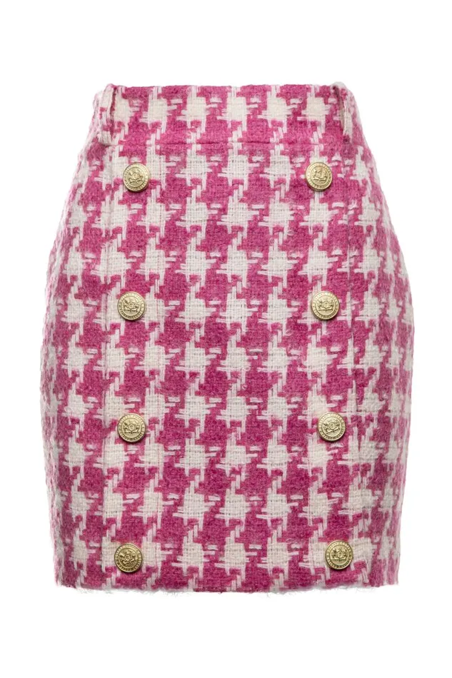 Women In Stock Tailoring Holland Cooper Knightsbridge Skirt Hot Pink Large Scale Houndstooth Women In Stock Tailoring Holland Cooper Knightsbridge Skirt Hot Pink Large Scale Houndstooth