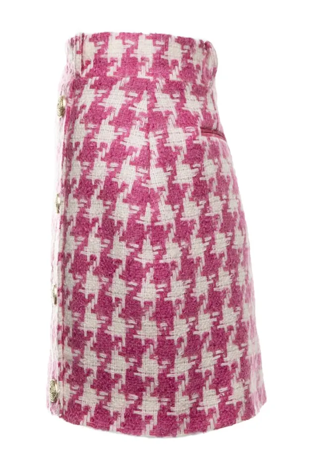 Women In Stock Tailoring Holland Cooper Knightsbridge Skirt Hot Pink Large Scale Houndstooth Women In Stock Tailoring Holland Cooper Knightsbridge Skirt Hot Pink Large Scale Houndstooth