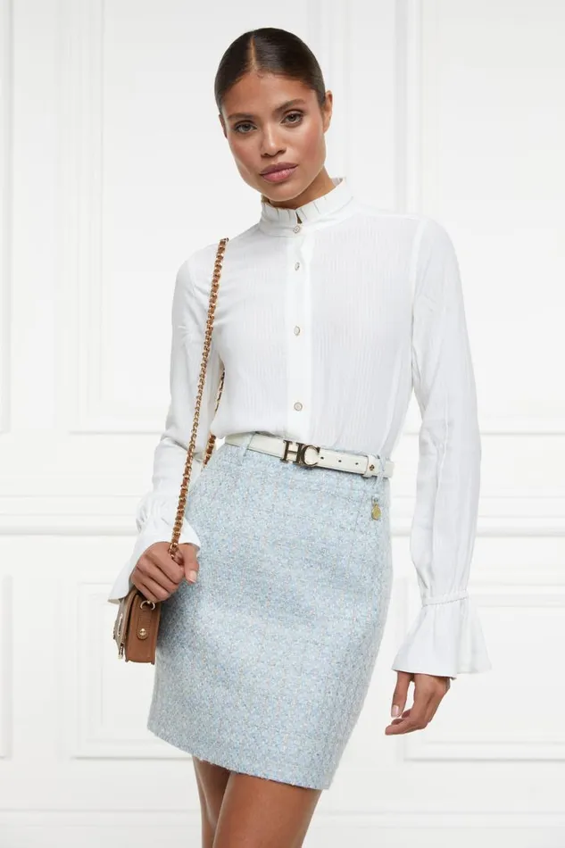 Women In Stock Tailoring Holland Cooper Regency Skirt Sky Blue Boucle