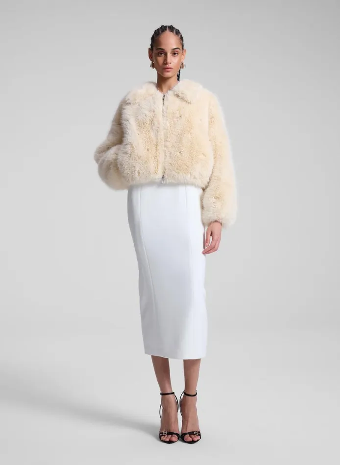 Women Jackets and Coats ALC Esme Embellished Faux Fur Jacket Arctic Fox Multi