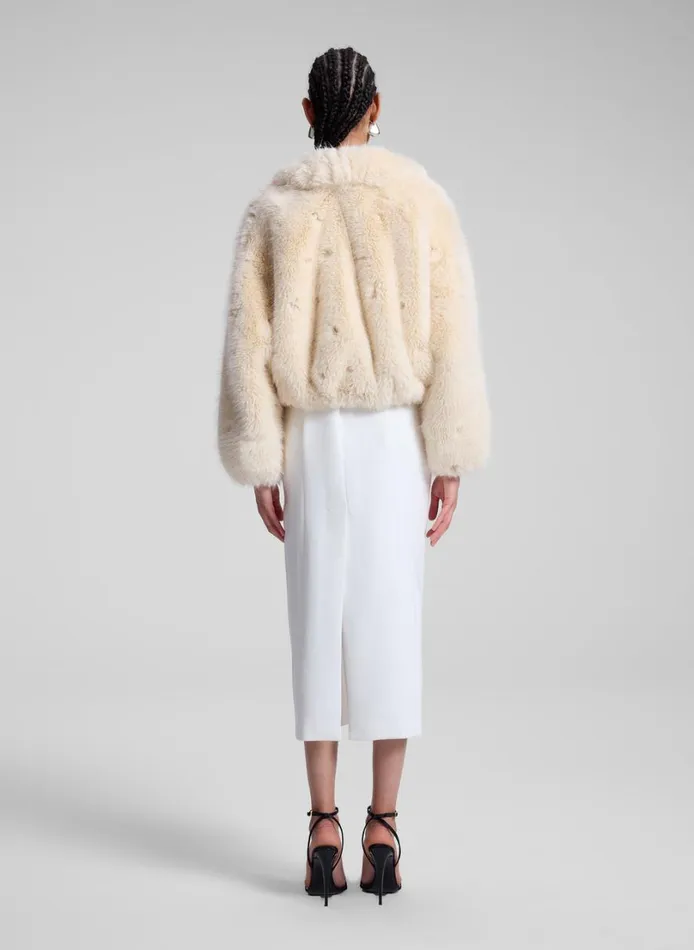 Women Jackets and Coats ALC Esme Embellished Faux Fur Jacket Arctic Fox Multi