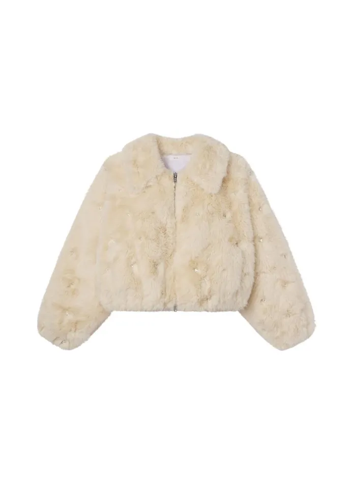 Women Jackets and Coats ALC Esme Embellished Faux Fur Jacket Arctic Fox Multi