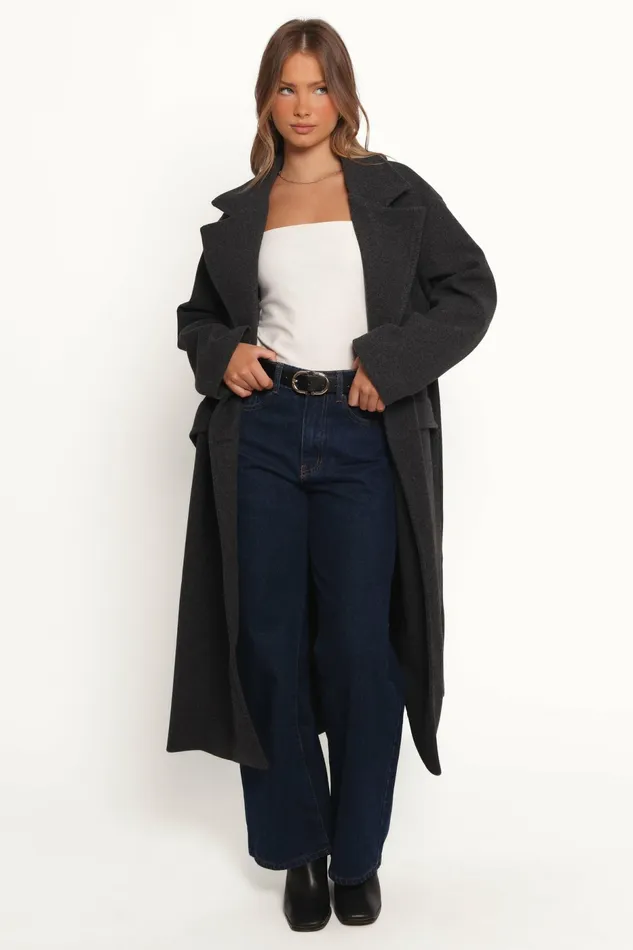 Women Jackets and Coats Petal and Pup Brylie Oversized Coat Charcoal