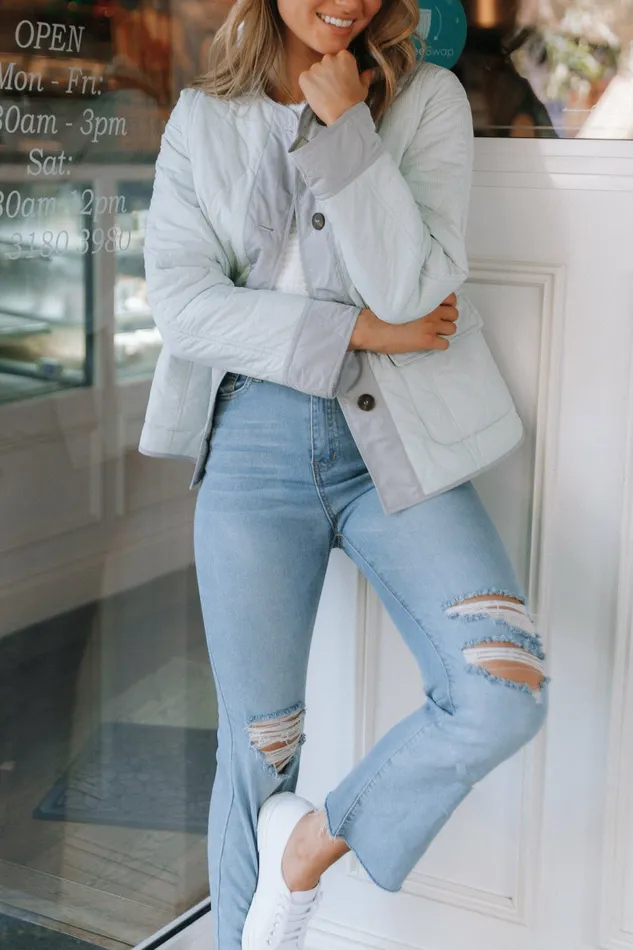 Women Jackets and Coats Petal and Pup Hailey Quilted Jacket Blue