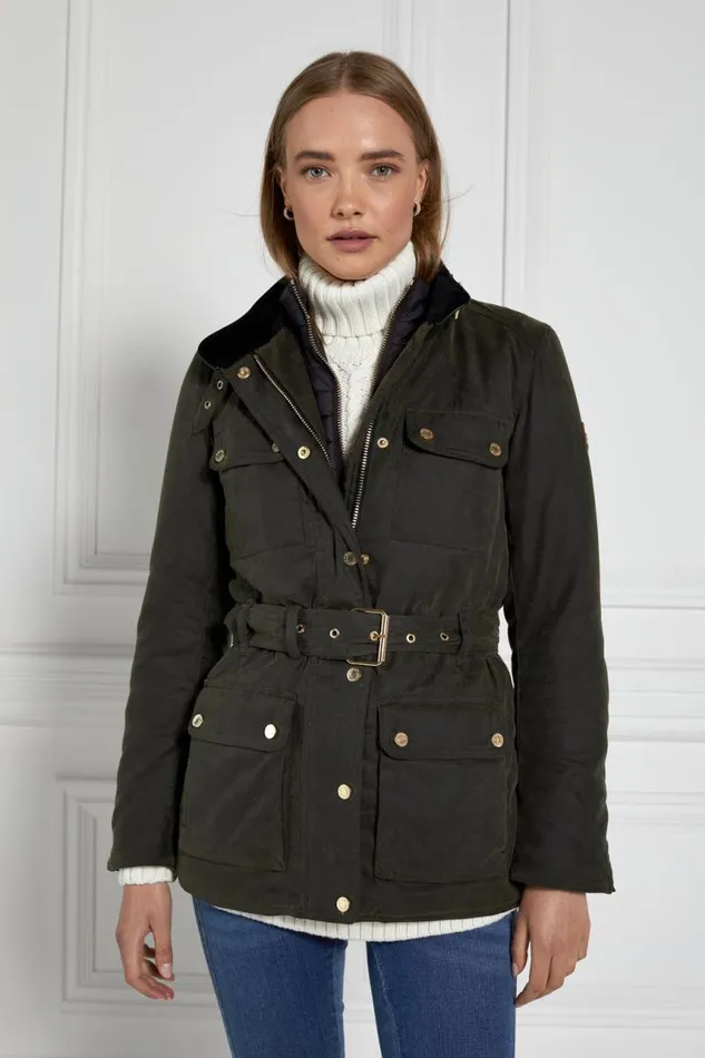 Women Jackets Holland Cooper Wax Field Jacket Dark Olive