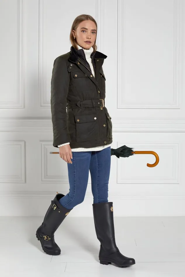 Women Jackets Holland Cooper Wax Field Jacket Dark Olive