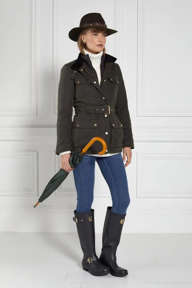 Women Jackets Holland Cooper Wax Field Jacket Dark Olive