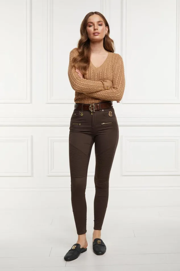 Women Jeans Holland Cooper Biker Jean Chocolate