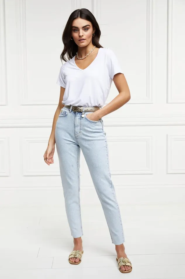 Women Jeans Holland Cooper High Rise Slim Jean Light Stone Wash
