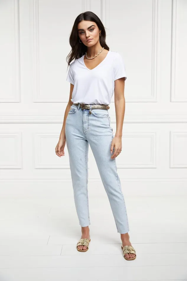 Women Jeans Holland Cooper High Rise Slim Jean Light Stone Wash