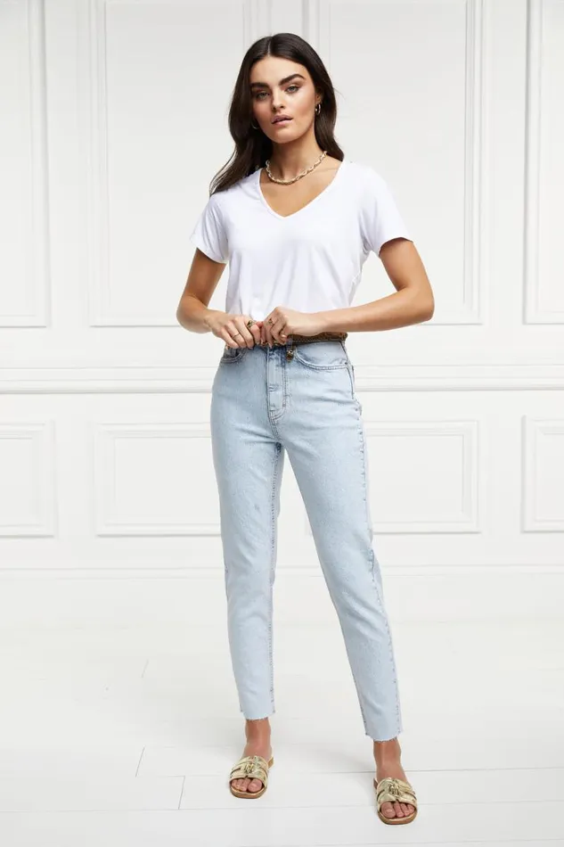 Women Jeans Holland Cooper High Rise Slim Jean Light Stone Wash