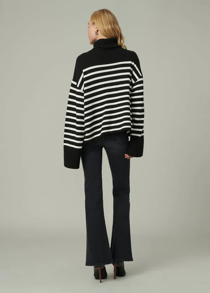 Women Joe8217s Jeans THE PENELOPE STRIPE SWEATER Black White Stripe Sweaters