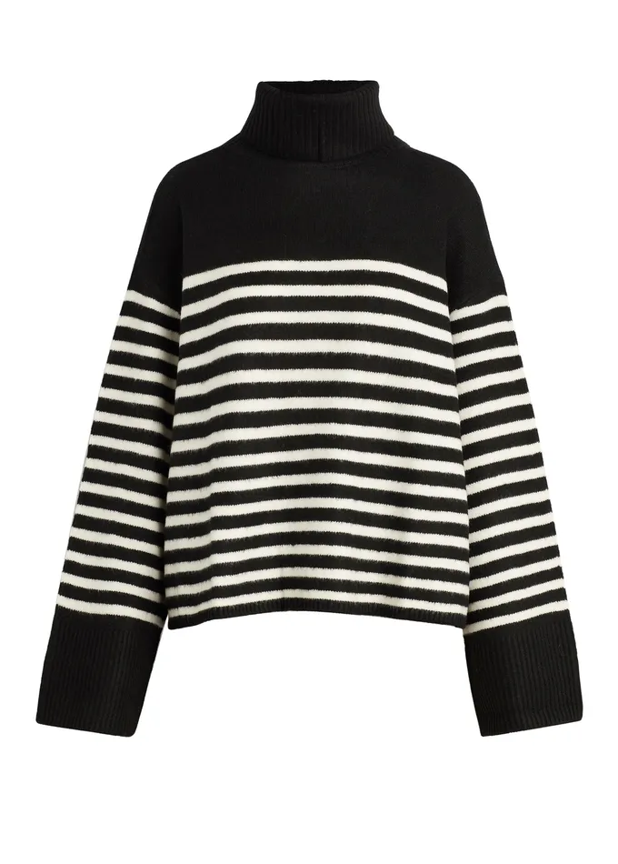 Women Joe8217s Jeans THE PENELOPE STRIPE SWEATER Black White Stripe Sweaters