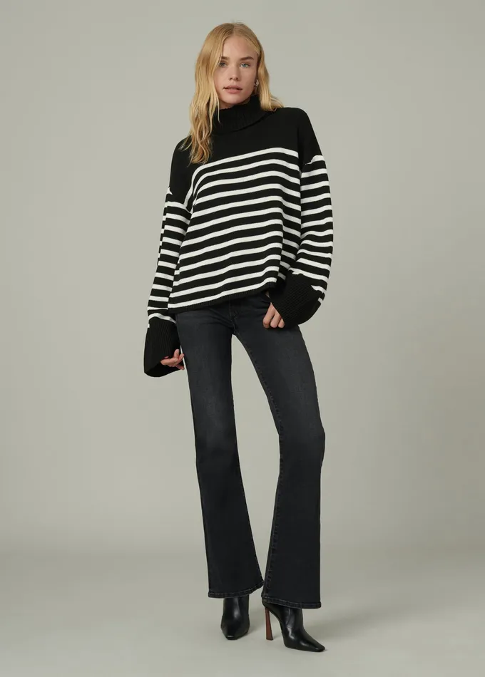 Women Joe8217s Jeans THE PENELOPE STRIPE SWEATER Black White Stripe Sweaters
