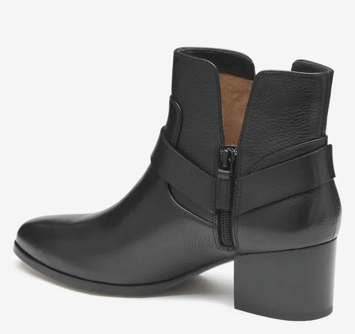 Women Johnston and Murphy Boots and Booties Trista Harness Bootie Black Calfskin