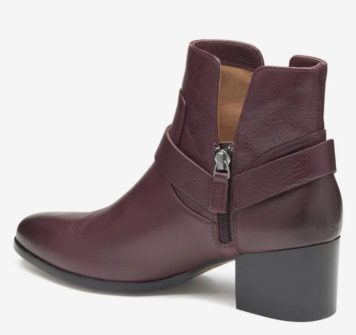 Women Johnston and Murphy Boots and Booties Trista Harness Bootie Bordeaux Calfskin
