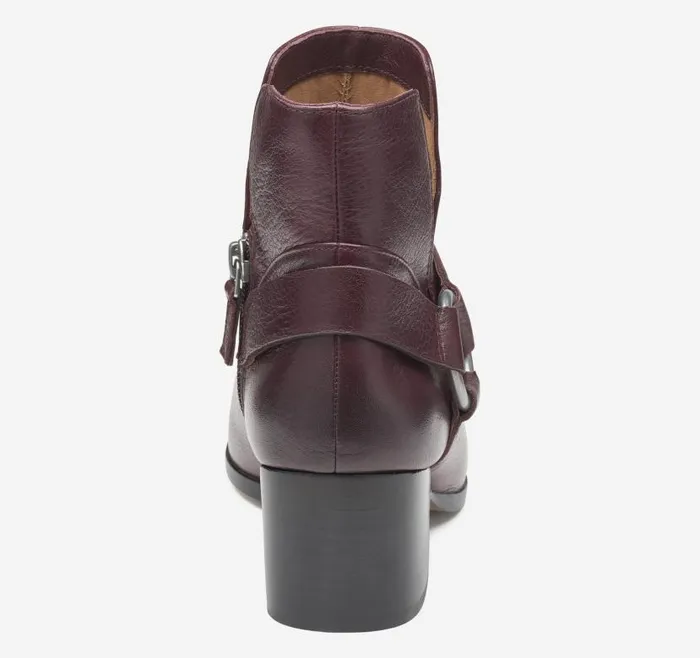 Women Johnston and Murphy Boots and Booties Trista Harness Bootie Bordeaux Calfskin