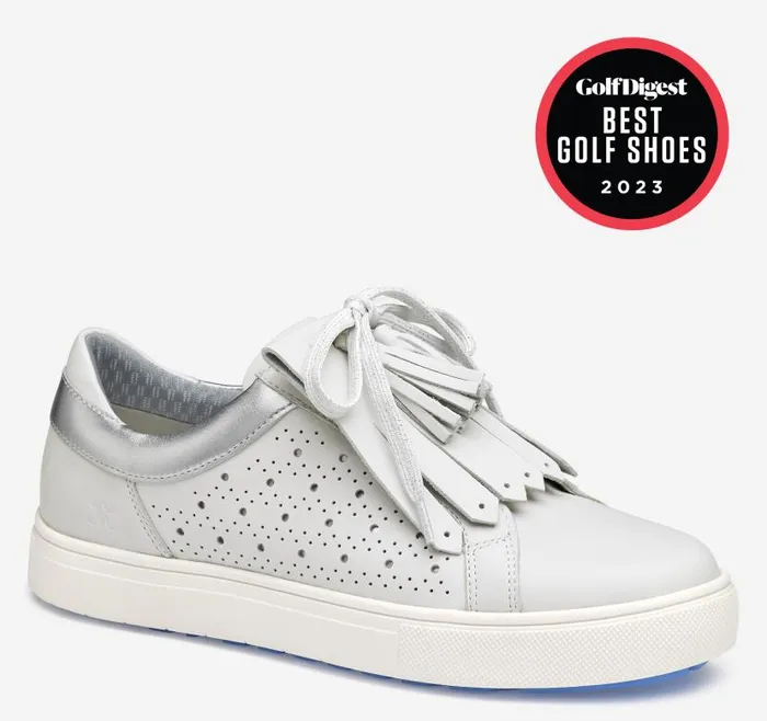 Women Johnston and Murphy Golf Madison Perfed Hybrid White Calfskin