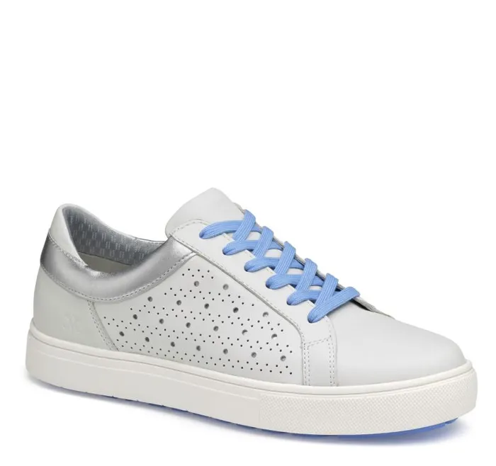 Women Johnston and Murphy Golf Madison Perfed Hybrid White Calfskin