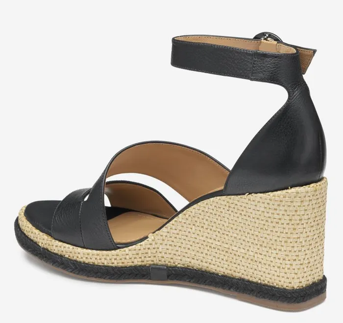 Women Johnston and Murphy Heels and Platform Wedges Marcia Asymmetrical Sandal Black Calfskin Women Johnston and Murphy Heels and Platform Wedges Marcia Asymmetrical Sandal Black Calfskin